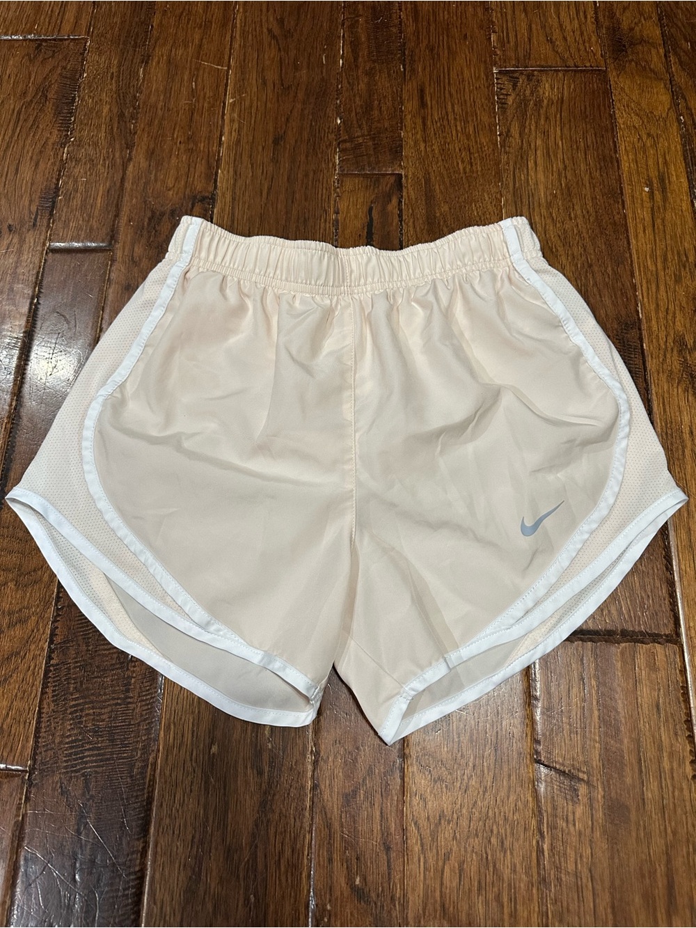 Like New Nike Women's Light pinkish-beige Running Shorts with White Trim Size XS